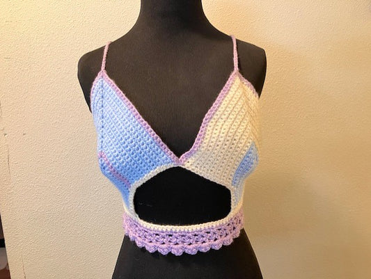 Blue And Cream Top Large